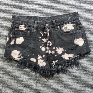 Levi’s Denim Shorts Women's 30 Black Bleach Splatter High Rise Button Fly